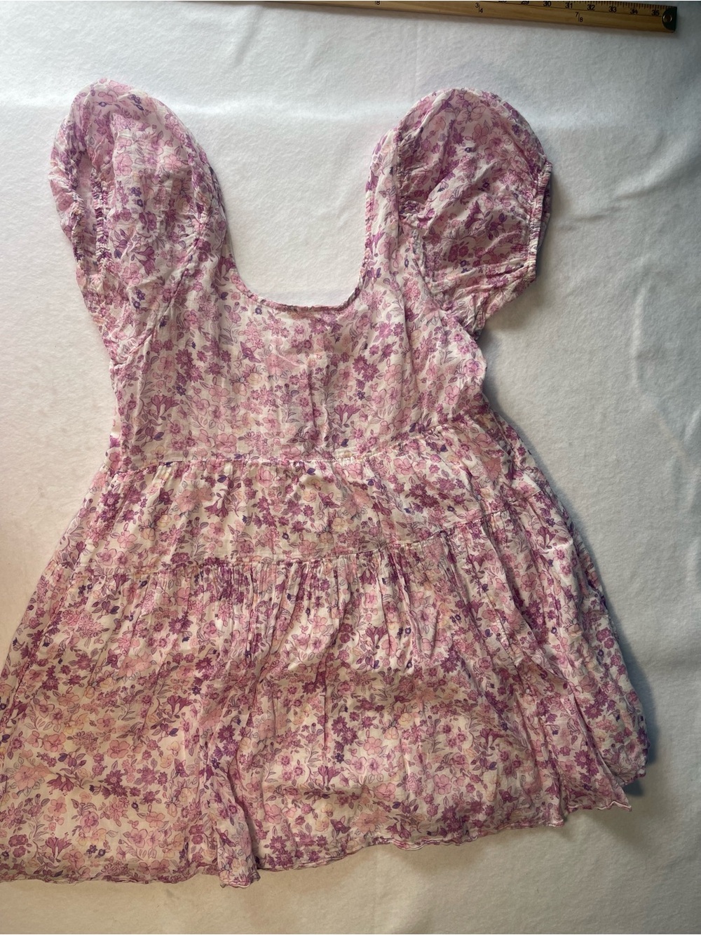 LoveShackFancy Pink Floral Puff Sleeve Mini Dress Size Large Cottagecore - Picture 5 of 10